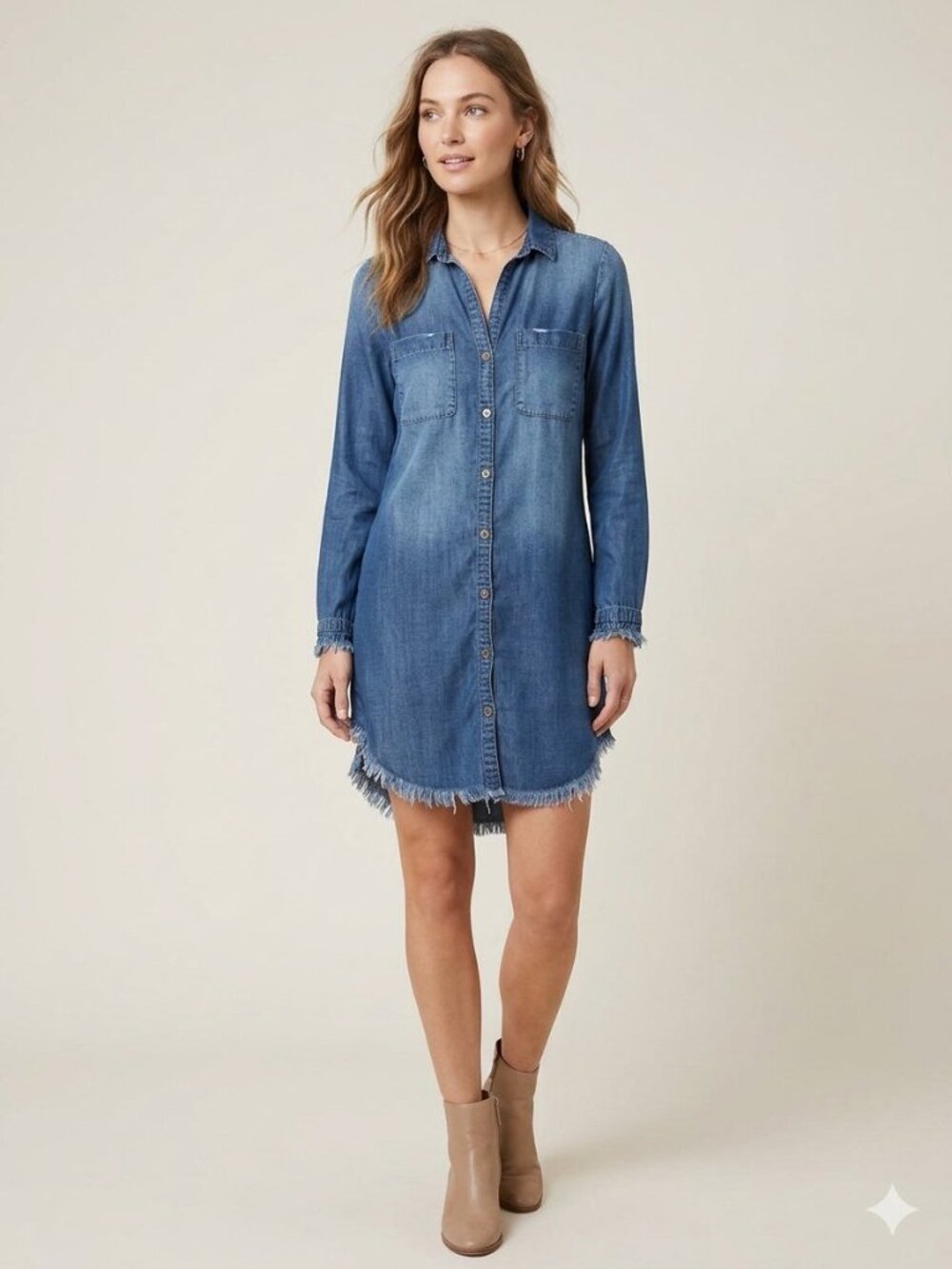 Cloth & Stone denim long sleeve dress, size XS